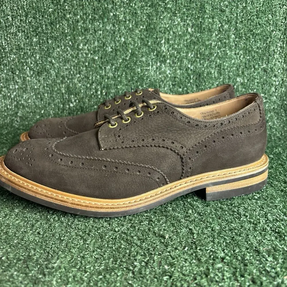 Tricker's Trickers 'Bourton' Brown Suede Derby Brogue Lace‎ Up Shoes US 10.5 EUC